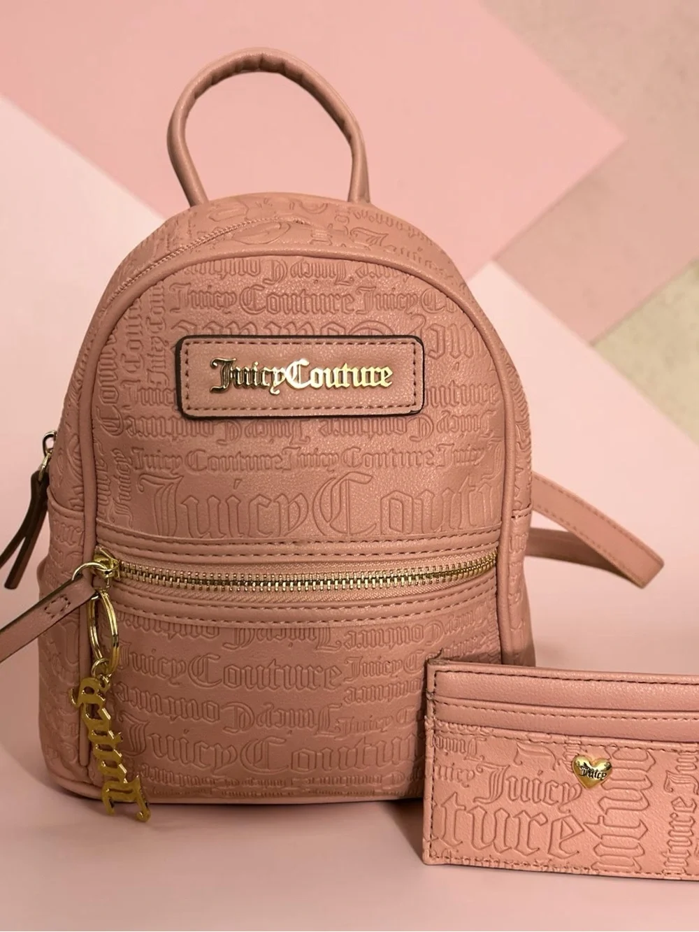 Juicy Couture Blush Pink Mini Backpack with Card Holder